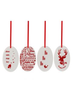 Рождественские украшения Nordic red сет из 4 шт. белый с красным