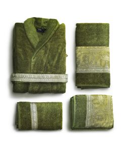 Халат и набор полотенец зеленый
